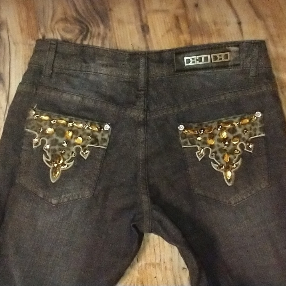 DECODED Blue Jeans Animal Print Gemstones Accents